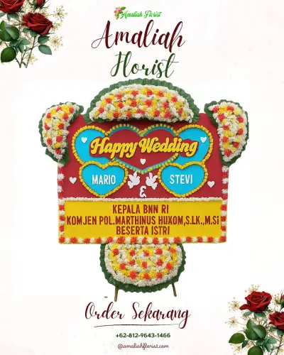 Karangan Papan Bunga Pernikahan di Siakin